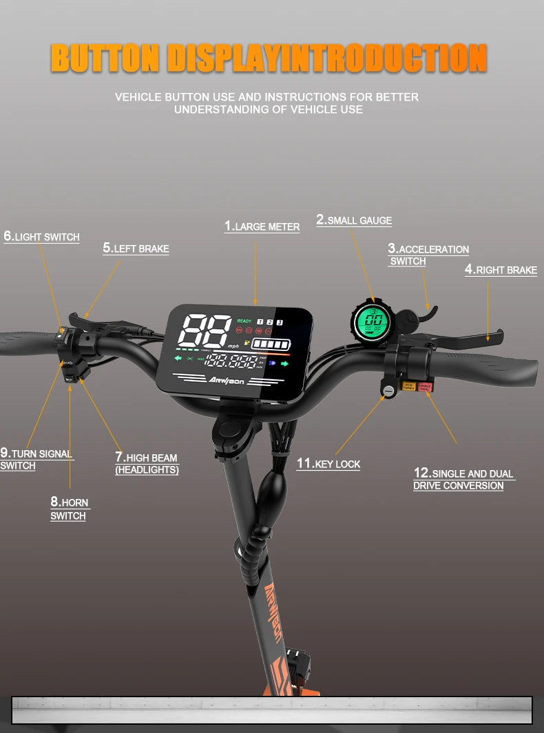 GT08 Adult Electric Scooter 5600W Motor Top Speed 46MPH, 60V27AH, 11 Inch Off-Road Tires Sport Commuter Folding EScooter