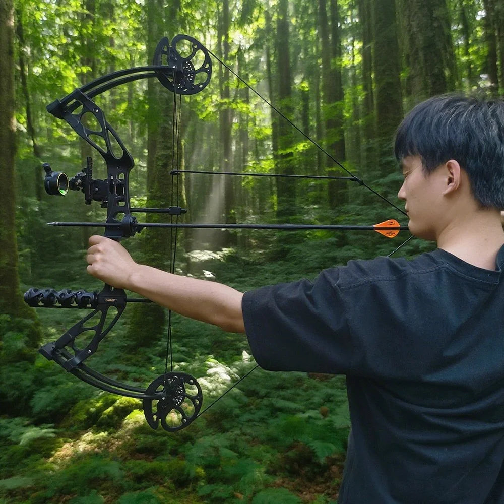 M133 Compound Bow 0-70lbs Adjustable with Carbon Arrows Release Sight for Hunting Shooting Outdoor Sports
