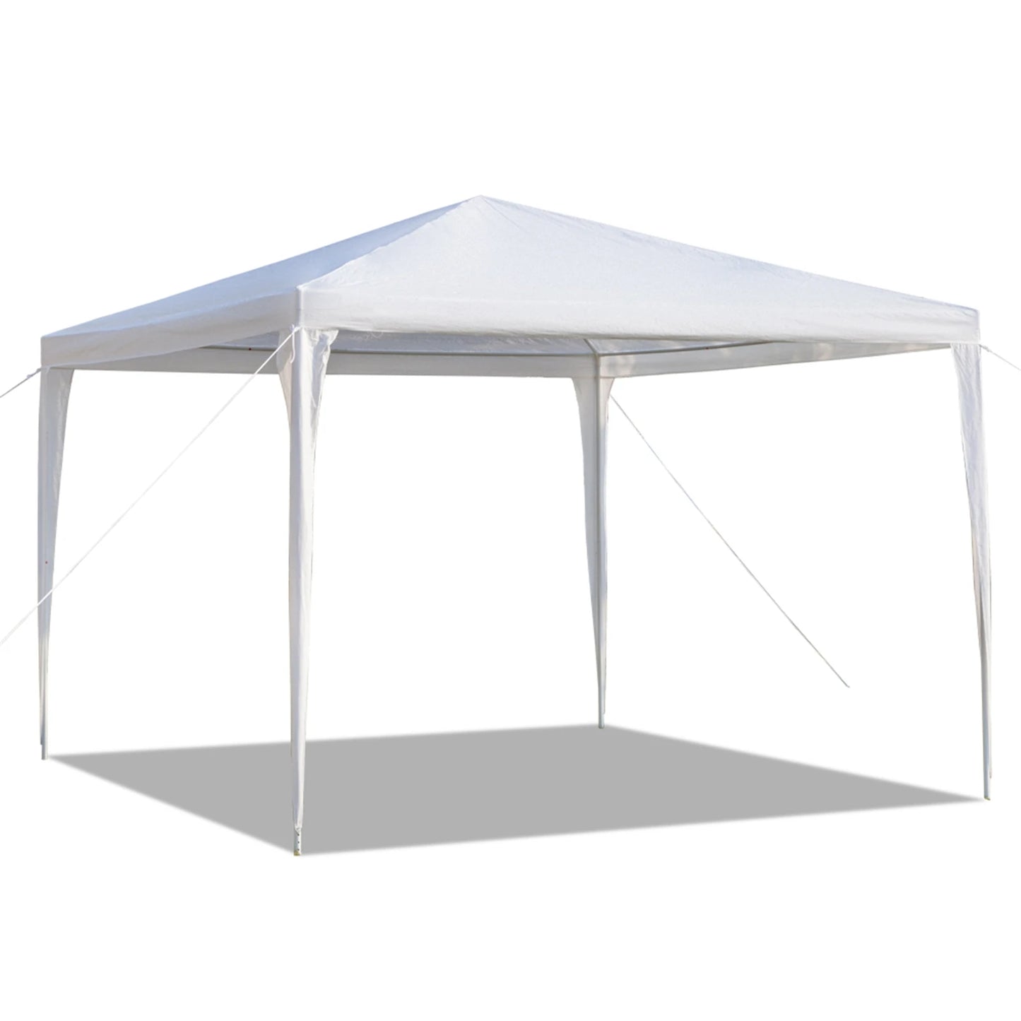 3 x 3 m Waterproof Tent with Spiral Tubes PE Cloth Iron Frame Outdoor Party Wedding Gazebo Heavy Duty Easy Setup White