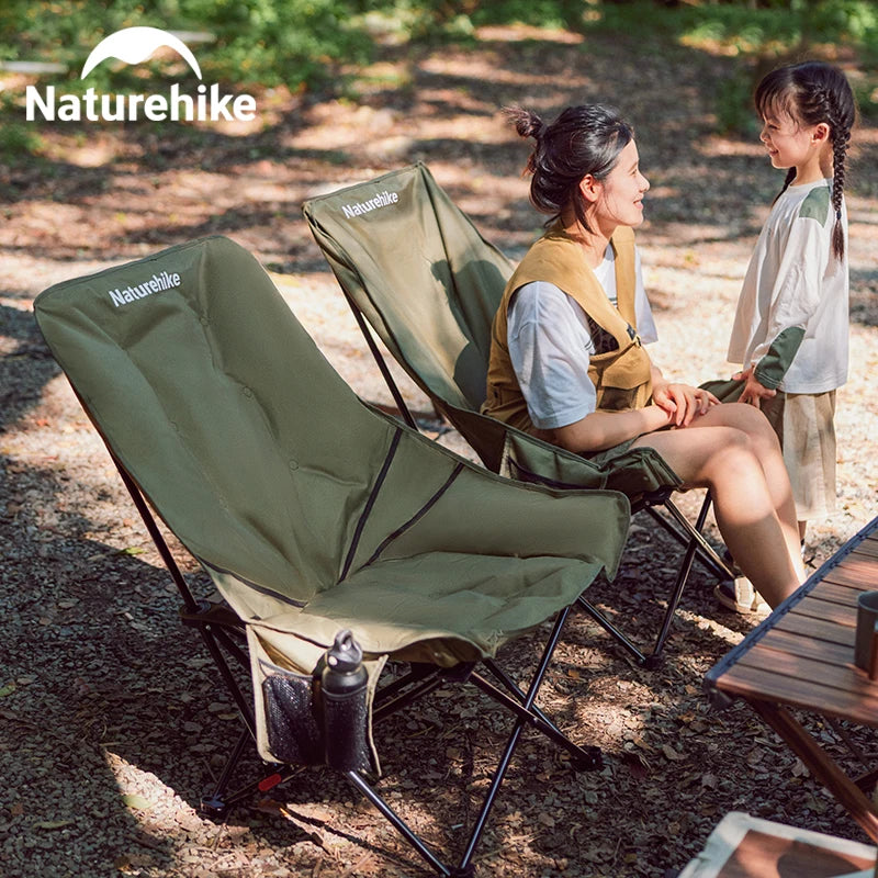 High Back Moon Chair Camping Outdoor Fishing Folding Gather Adjustable Lounge Chair Portable Picnic Leisure Seat
