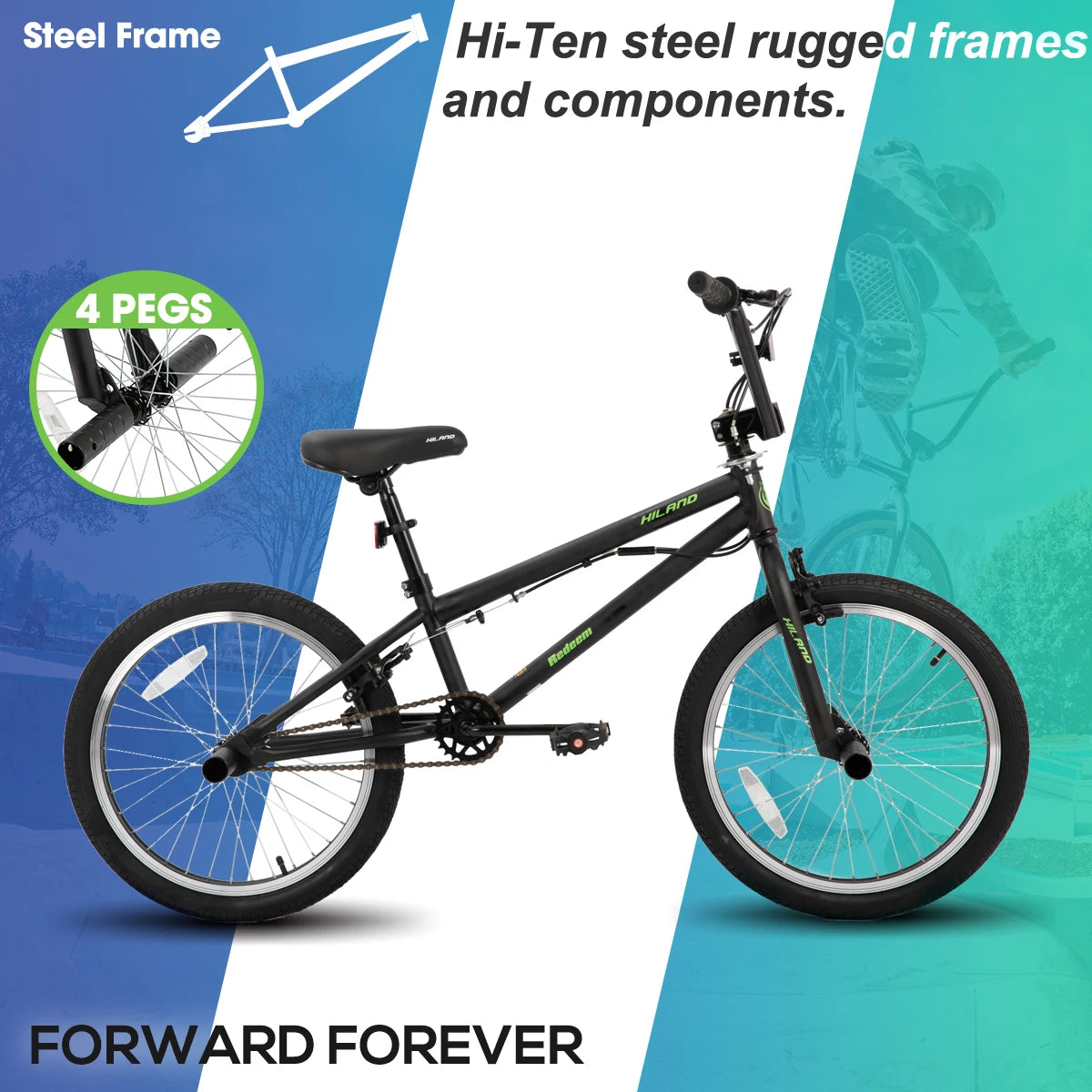 20 inch Freestyle Kids BMX Bike,Beginner-Level to Advanced Riders with 360 Degree Gyro & 4 Pegs, Kids' Bicycles