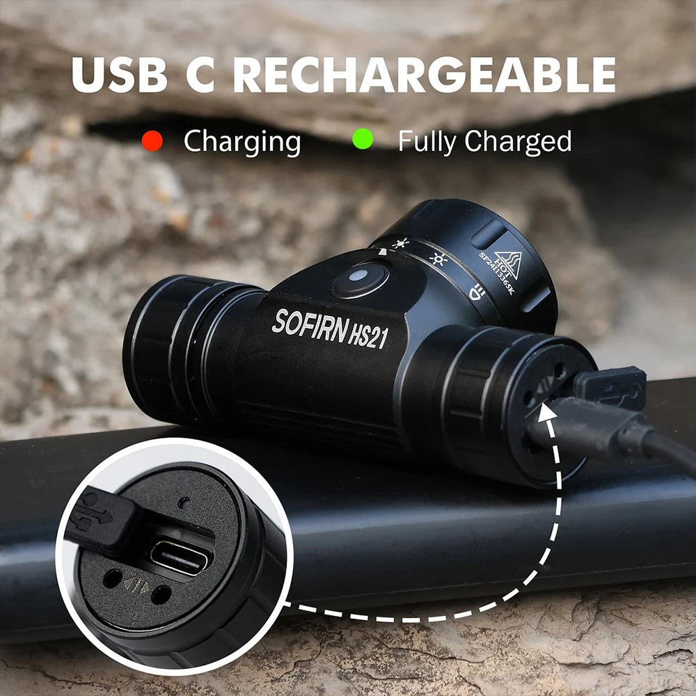 2000lm EDC Headlamp 18650 USB C Rechargeable Flashlight SFT40 Powerful Headlight With Infrared Switch