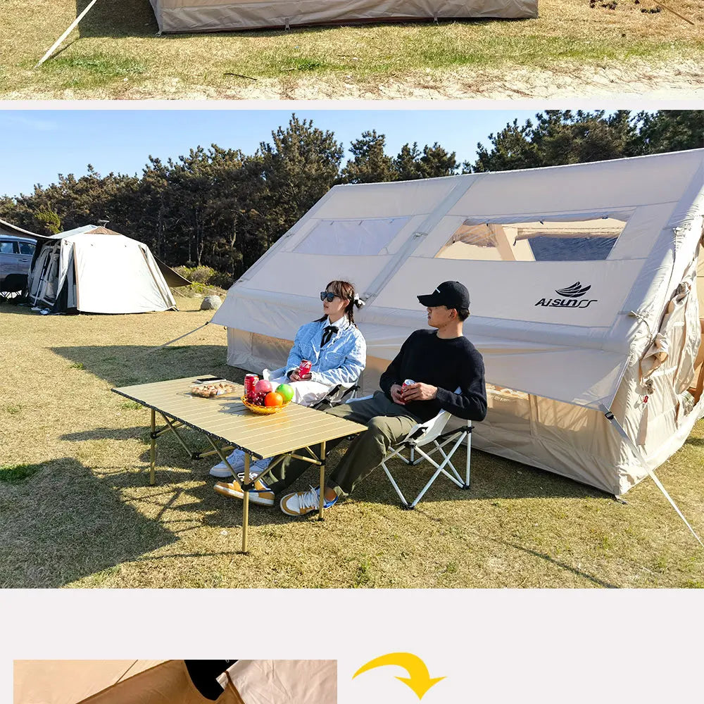 Camping Inflatable Tent for Family, PVC Skylight Air Tube, Camp Base Tents, 12 Square Meters, Large Space, 6-8 Person