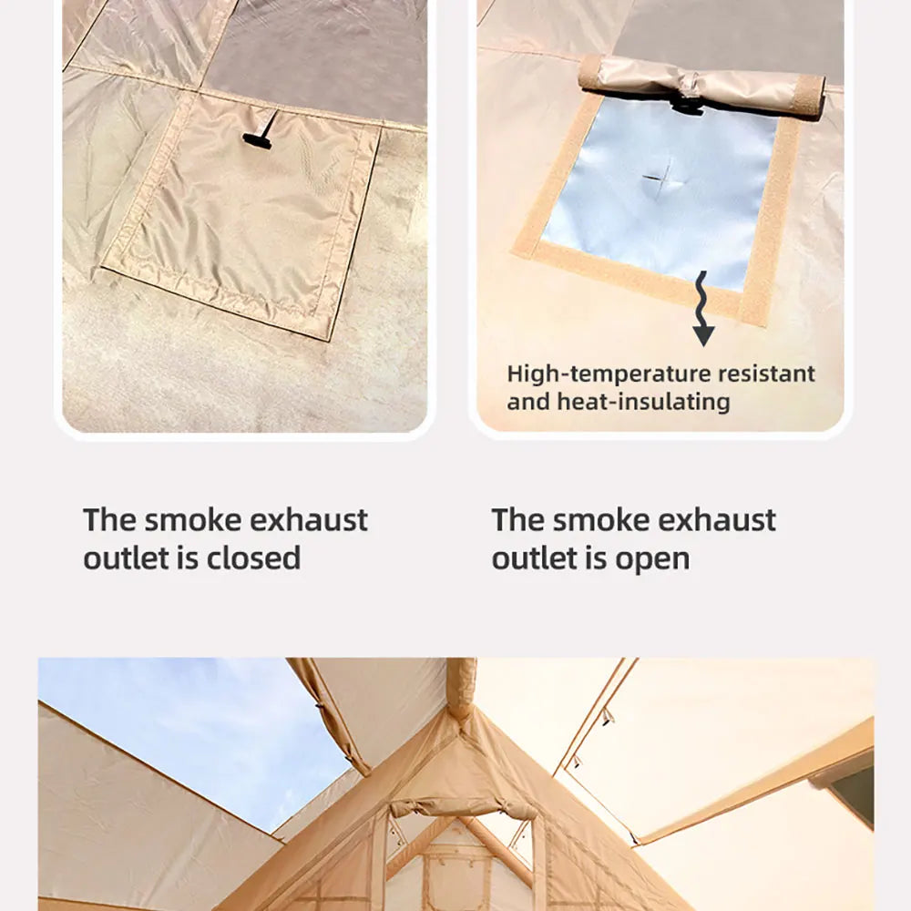 Camping Inflatable Tent for Family, PVC Skylight Air Tube, Camp Base Tents, 12 Square Meters, Large Space, 6-8 Person
