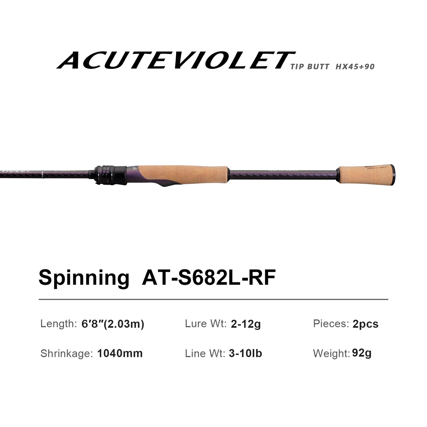 ACUTEVIOLET Regular Fast Action Rod TZ Ring TITANIUM FRAME 6FT Spinning and Casting Bass Pike Catfish Rod Trouts Perch