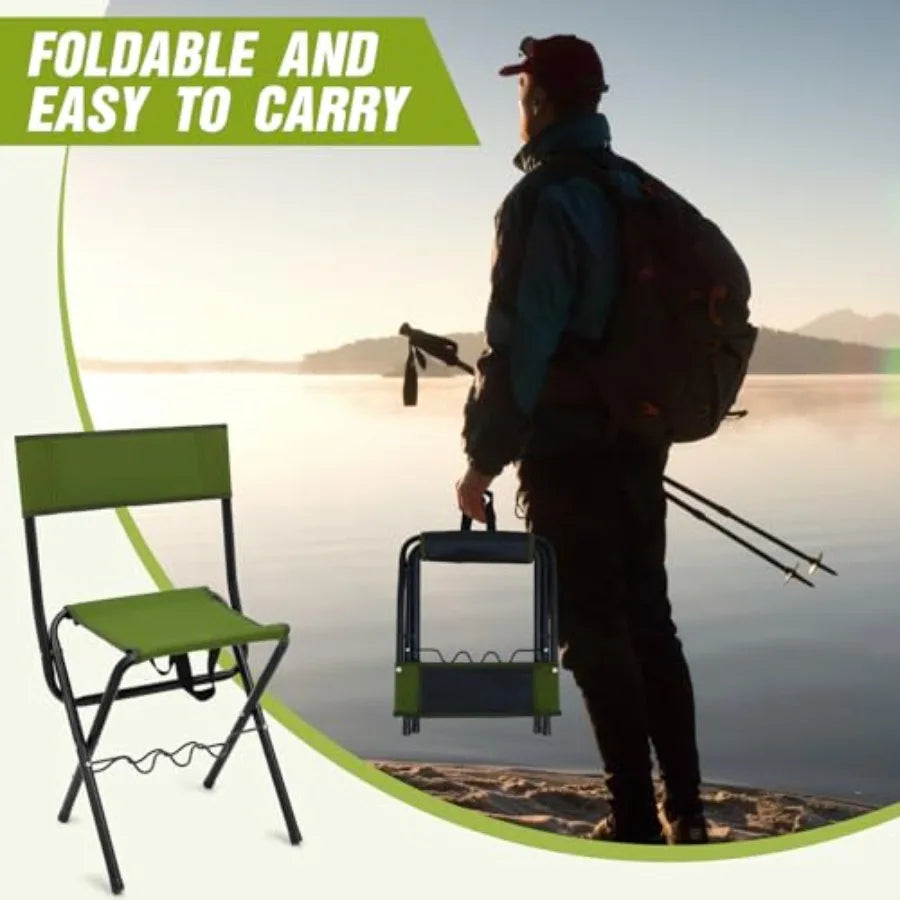 2 Pcs Summer Folding Fishing Chair with Rod Holder Hunting Camping Chairs for Adults Outdoor Portable Folding Chair for Men Wom