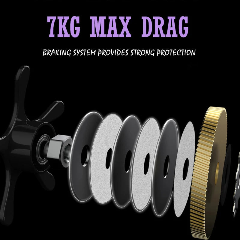 Baitcasting Reel 7KG Max Drag 6.5:1 Gear Ratio Ultra-smooth 12+1BB Professional Baitcaster Fishing Reels for Freshwater Saltwater Bass Trout Fishing