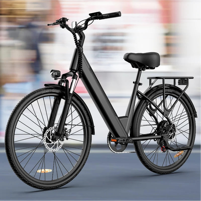 750W E-Bike Commuter 26x2" Tires 48V 10.4Ah Removable LCD Display 20MPH Speed 7-Speeds Hydraulic Disc Brakes for Adults
