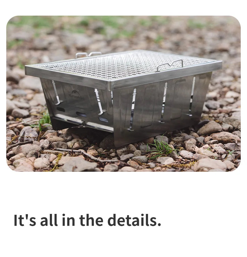 Camping Charcoal Grill for IGT Table Portable Folding Barbecue Grill with Tongs Outdoor Car Cooking BBQ Rack