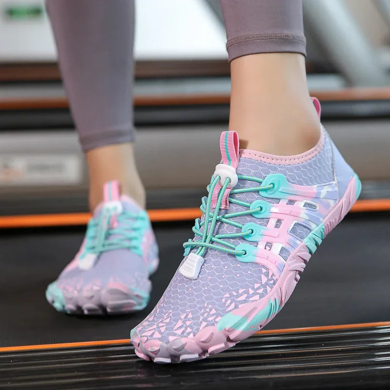 Women Quick Dry Water Shoes Breathable Barefoot Beach Aqua Shoes, Non Slip Five Fingers Swim Surfing Diving Footwear, Light Outdoor Hiking River Walking Wetsuit Sneakers