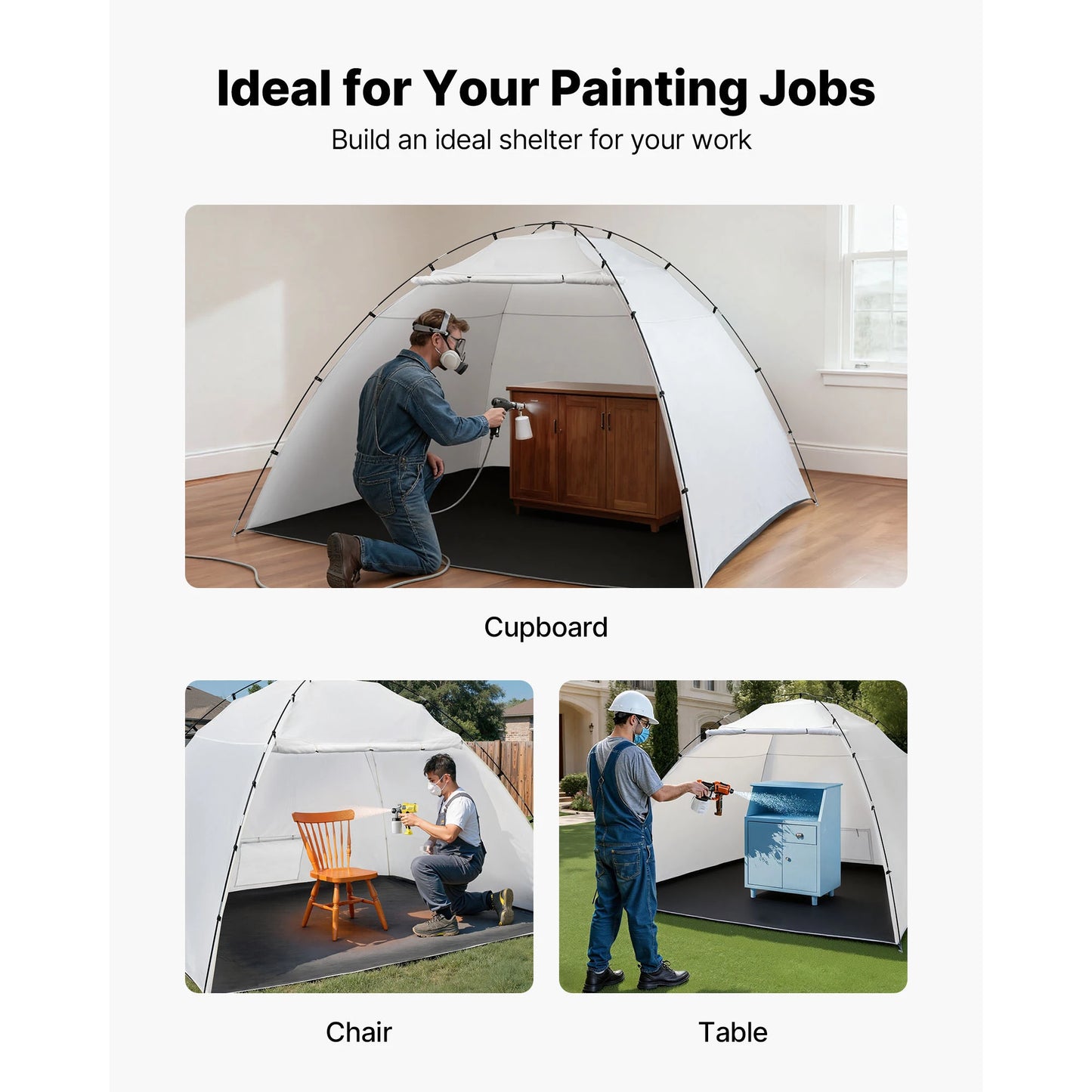 Portable Paint Booth Tent Painting Tent Station Spray Shelter w Built-in Floor Large Space Oxford Spray Painting Tents