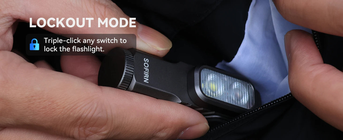 SOFIRN Mini ST10 1000LM EDC Flashlight USB C 14500 Rechargeable with Red Light 660NM Magnetic Tail & clip Dual Switch Torch