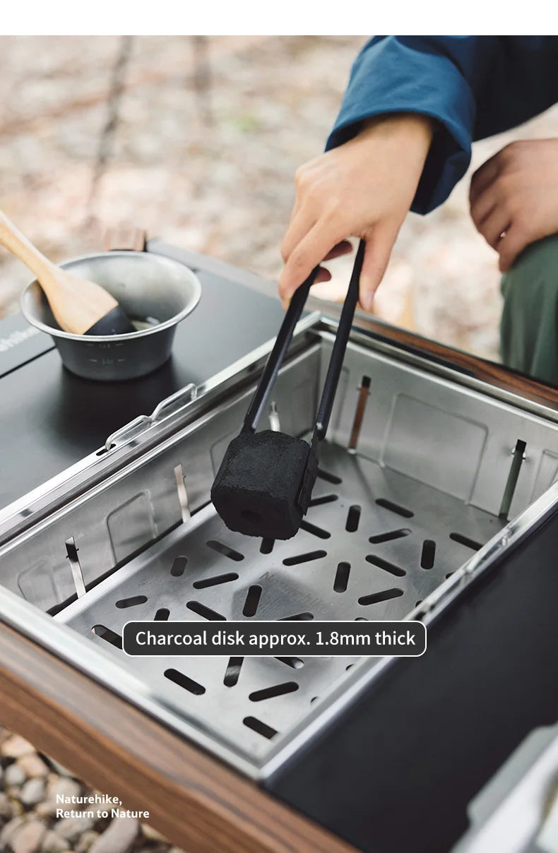 Camping Charcoal Grill for IGT Table Portable Folding Barbecue Grill with Tongs Outdoor Car Cooking BBQ Rack