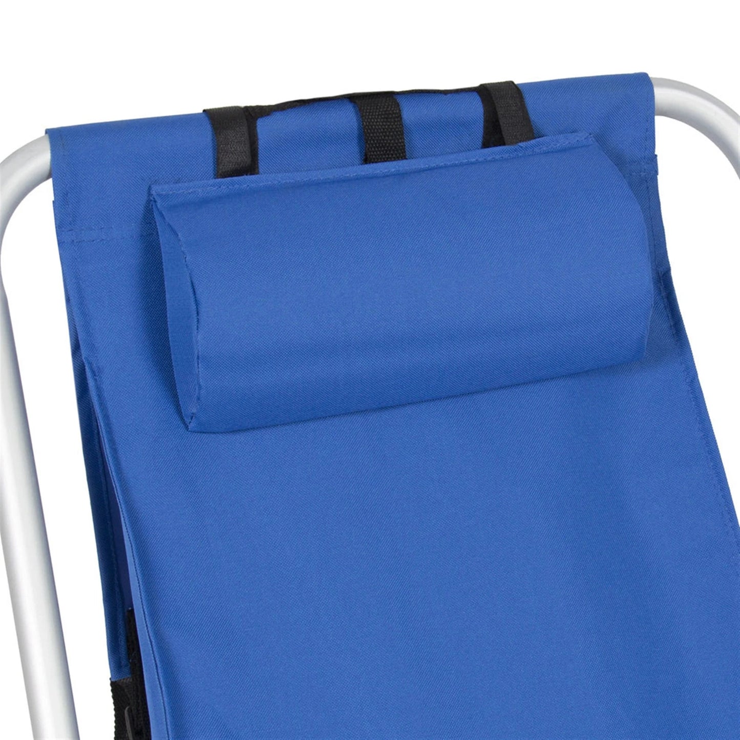 Portable High Strength Beach Chair with Adjustable Headrest Foldable Outdoor Camping Chair 600D Fabric Cup Holder Heavy Blue