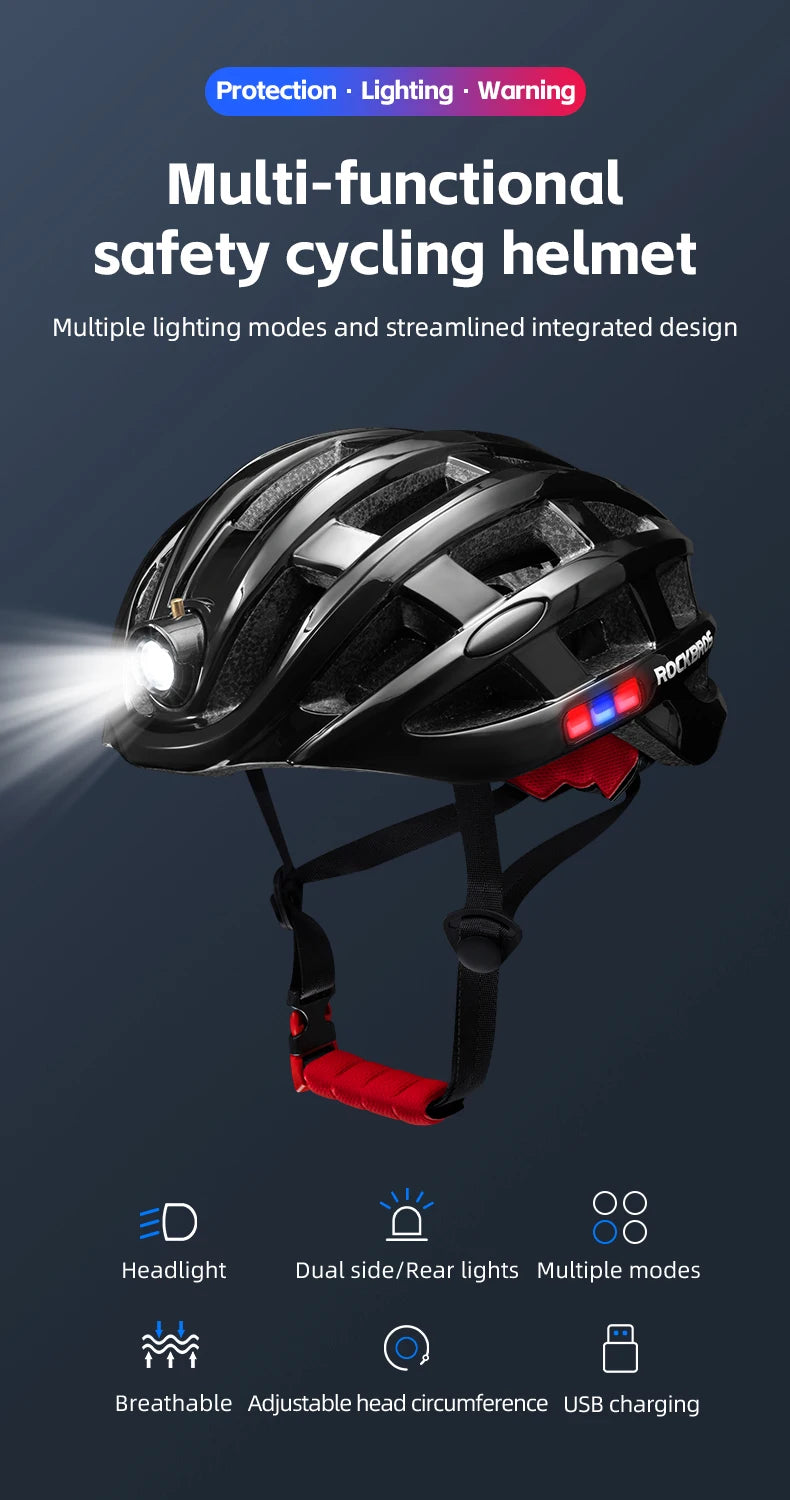 Cycling Light Helmet USB Charging Electric LED Front Light Helmet Night Cycling Safety Helmet Bicycle Scooter Helmet