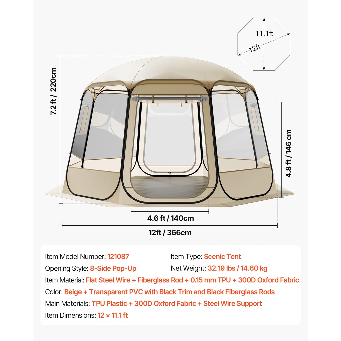 Pop up Bubble Tent Waterproof & UV-Resistant Clear Camping Tent Shelter Outdoor Garden Dome Igloo Tents with Windows