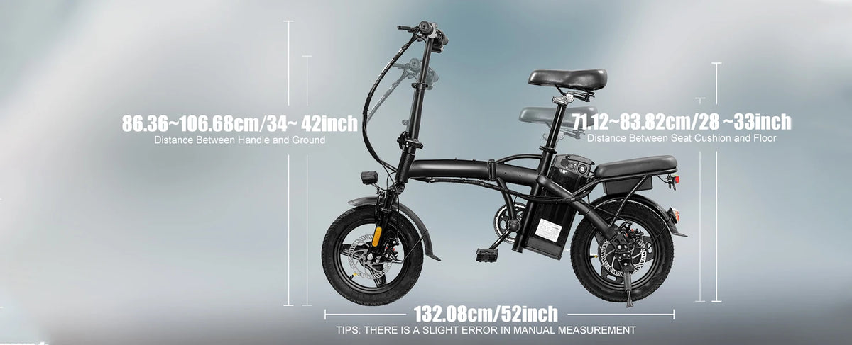 Lightweight Folding Electric Bike for Adults 48V 750W Peak Power 20MPH 18-22 Miles Range 14Inch Disc Brake Commuter E-bike