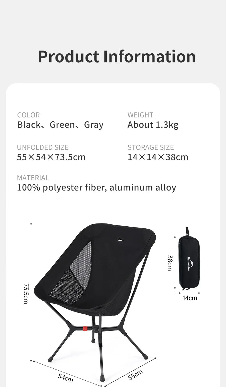 Ultralight Folding Camping Chair Aluminum Alloy Fishing Chair 200kg Load Portable Compact Backpacking Hiking Chair