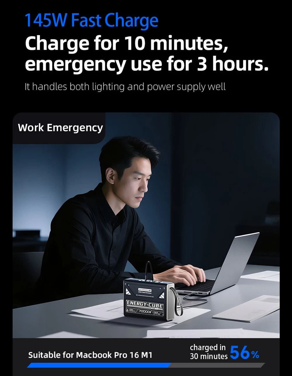 LED Camping Lantern 70000mAh Large Capacity Battery w/ Rechargeable Lamp LED Emergency Light for Outdoor Power Outage