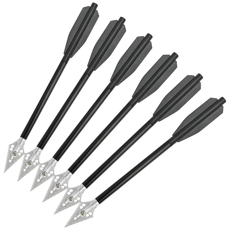 12pcs Archery Aluminium Arrows Black/Gold/Red 6.7 inch Crossbow Bolt Blade Arrowheads Hunting Shooting Target Outdoor Sports
