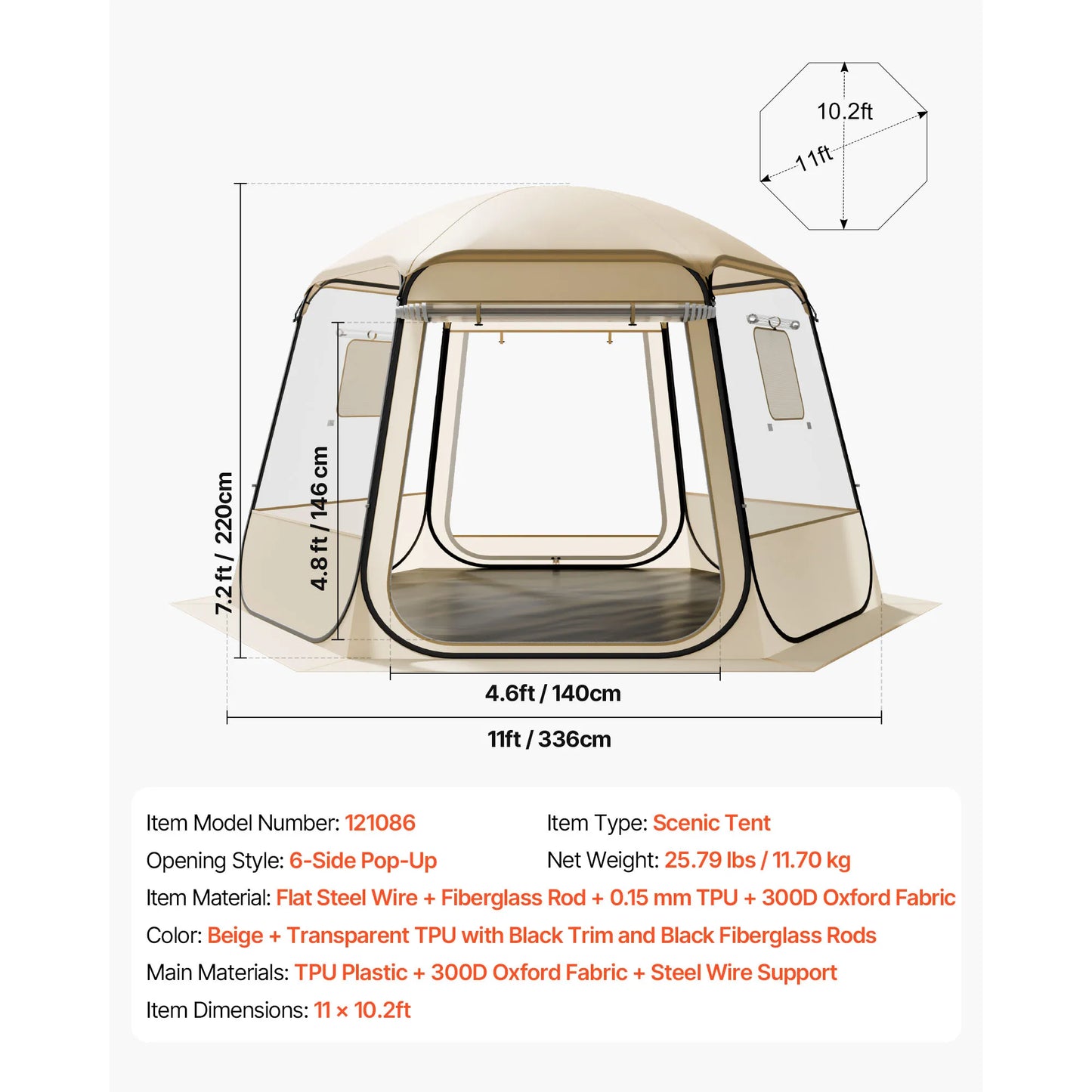 Pop up Bubble Tent Waterproof & UV-Resistant Clear Camping Tent Shelter Outdoor Garden Dome Igloo Tents with Windows