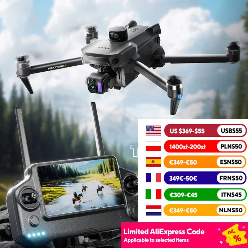 High-end Professional GPS Drone 8K With Screen Remote Control 20km Digital Image Transmission Brushless RC Quadcopter Toy