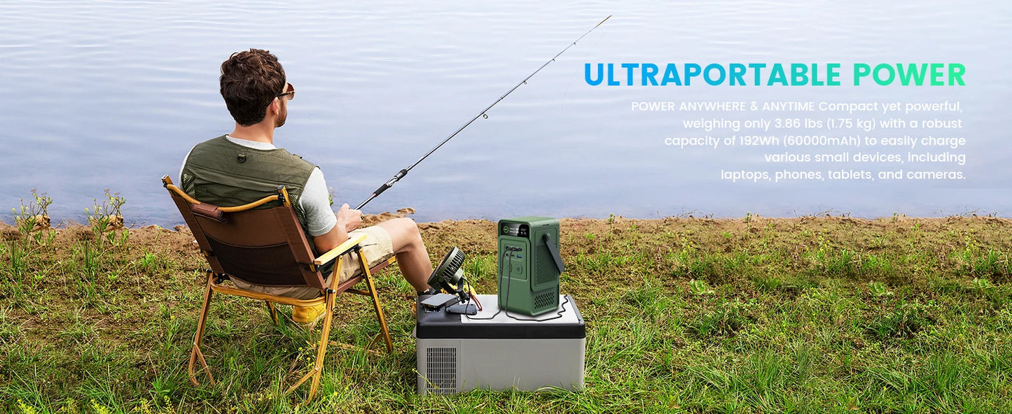 200W Power Station Camping 192Wh Lifepo4 Power Bank 60000mAh Portable Charger Battery Emergency Power USB TYPE-C Port