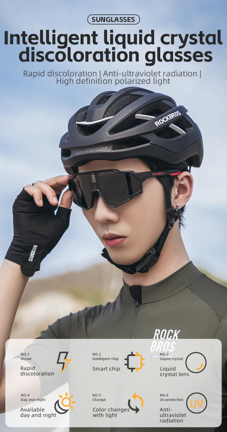Polarized Cycling Glasses Electronic Color Change Glasses Sunglasses UV400 Safety Bike Bicycle Eyewear Sports Goggles