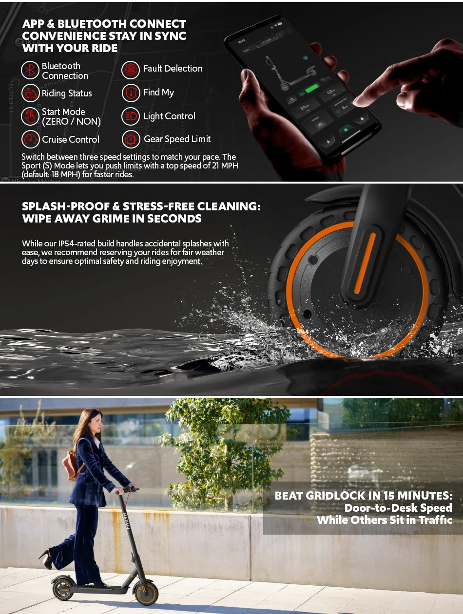 Electric Scooter for Adults, Foldable E-Scooter with Dual Suspension & Front/Rear Turn Signal Lights, 550W Motor up to 22 MPH, 10" Large Honeycomb Solid Tires