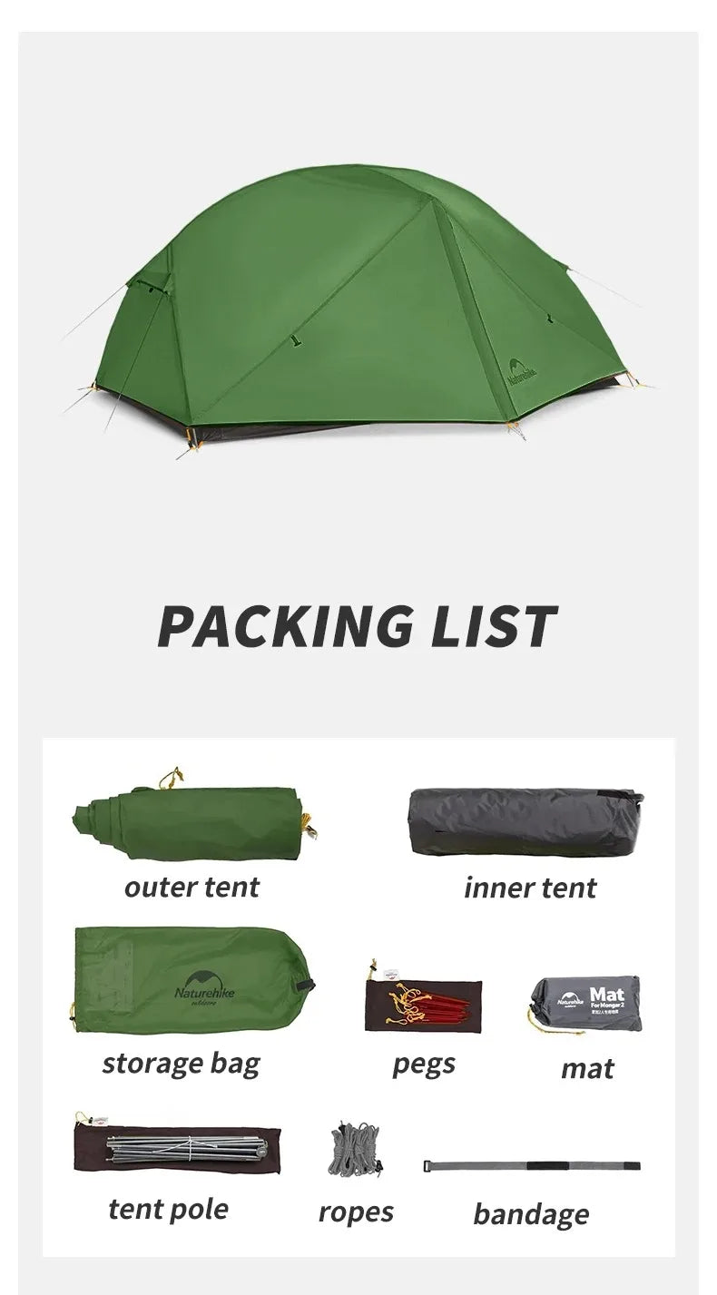 2 Person Backpacking Tent 210T Ultralight Travel Tent Waterproof Hiking Survival Outdoor Camping Tent