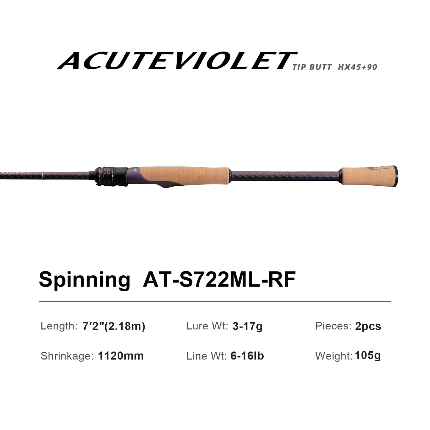 ACUTEVIOLET Regular Fast Action Rod TZ Ring TITANIUM FRAME 6FT Spinning and Casting Bass Pike Catfish Rod Trouts Perch