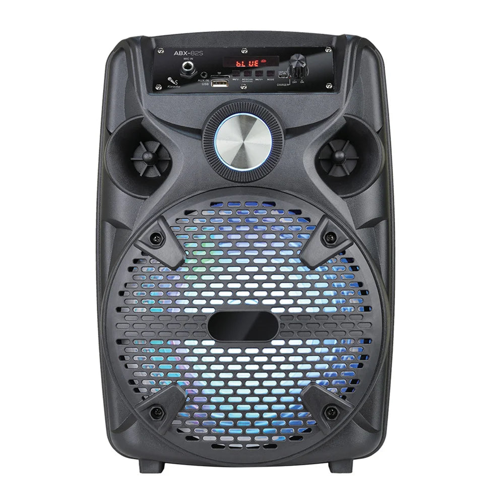 1100W Portable Bluetooth Party Speaker 8" Subwoofer w/Stand Sound System Dj Karaoke RGB Light Rechargeable Speaker with Mic