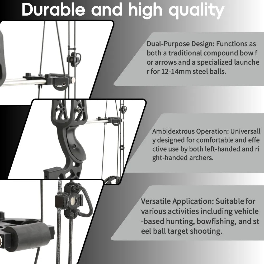 Dual-use Compound Bow Set 40-65Ibs Aluminum Alloy Riser Left/Right Handed for Archery Outdoor Hunting Shooting Training Adults