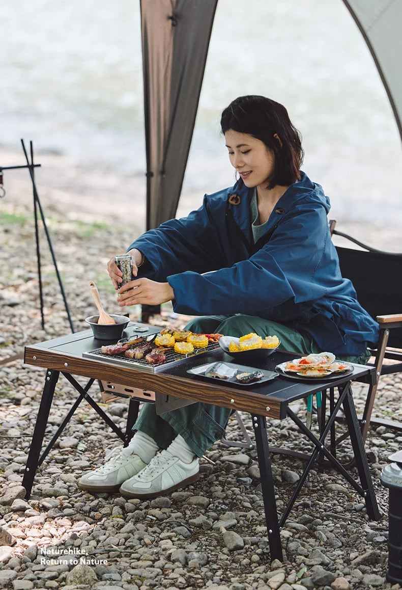 Camping Charcoal Grill for IGT Table Portable Folding Barbecue Grill with Tongs Outdoor Car Cooking BBQ Rack