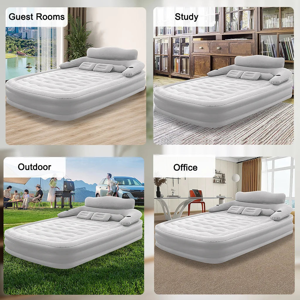 2 Person Built-In Pump Camping Mattress PVC Automatic Inflatable Increased Height Thickened Indoor Outdoor Lazy Sleeping Mat