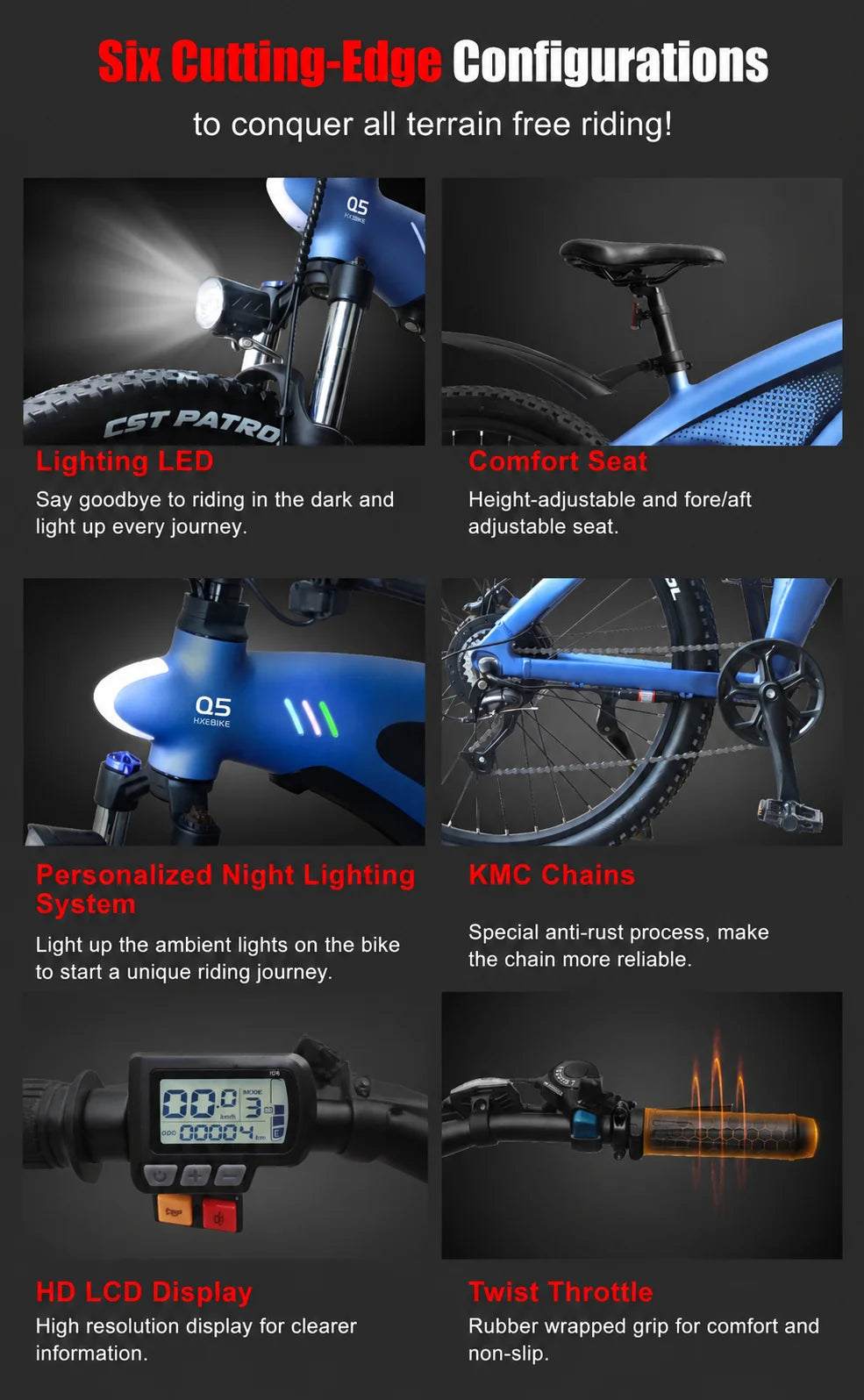 Q5 Electric Bikes for Adults 1000W 48V 13AH Ebikes E Bikes Electric Bicycles 50km/h Electric Dirt Bike Electric E Bikes