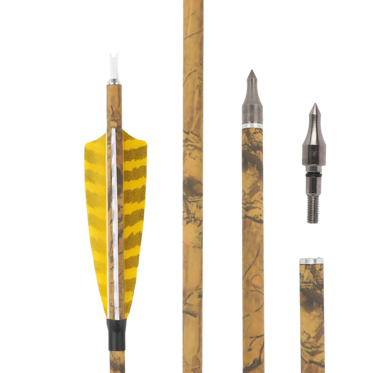 Mixed Carbon Arrows 30 Inch Spine 500 with Turkey Feathers for Compound Recurve Traditional Bow Target Shooting Practice