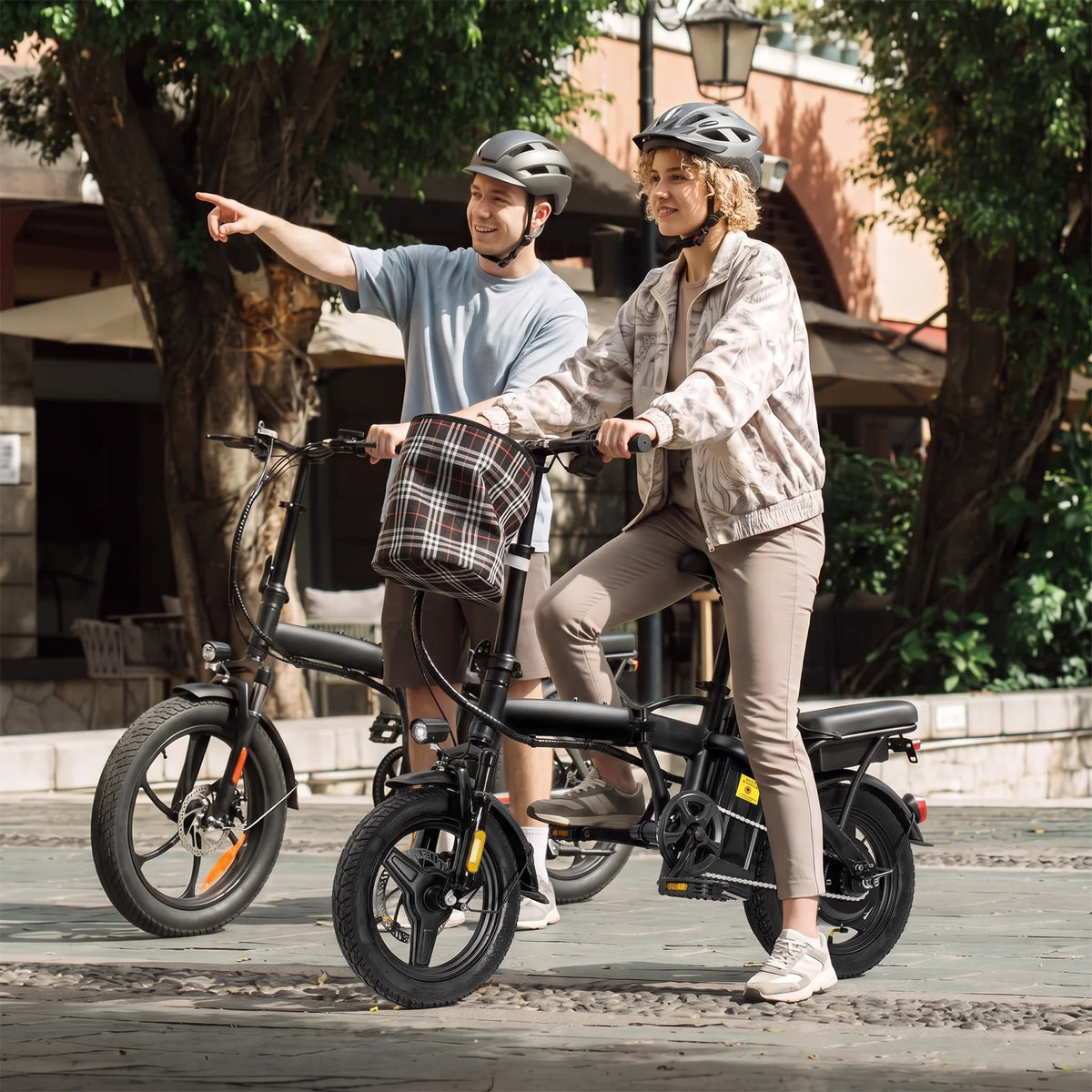 Lightweight Folding Electric Bike for Adults 48V 750W Peak Power 20MPH 18-22 Miles Range 14Inch Disc Brake Commuter E-bike