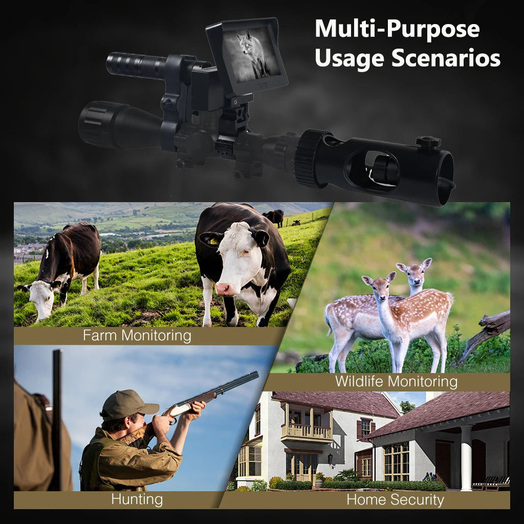Digital Night Vision Riflescope 850nm Infrared Scope Camera HD 720P Video/Photo Recording with 4.3 inch Screen for Night Hunting