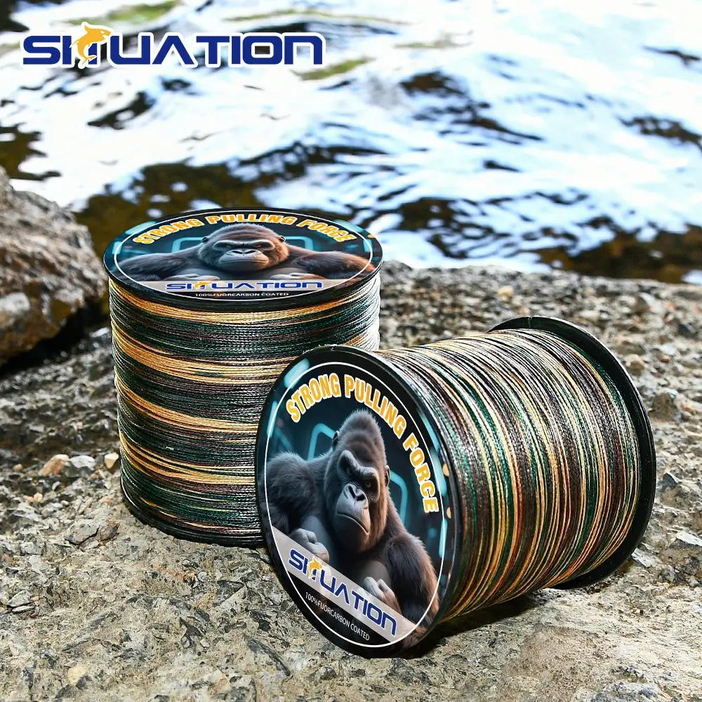 500M-546yds 4X braided PE fishing line, featuring high-visibility color coding, exceptional tensile strength, and dur