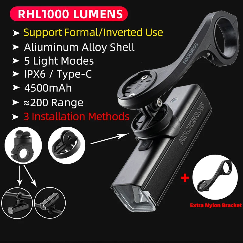 Bicycle Light Type-C Rechargeable Light  MTB Road Bike Light LED Flashlight IPX6 Cycling Outdoor Headlight Accessories