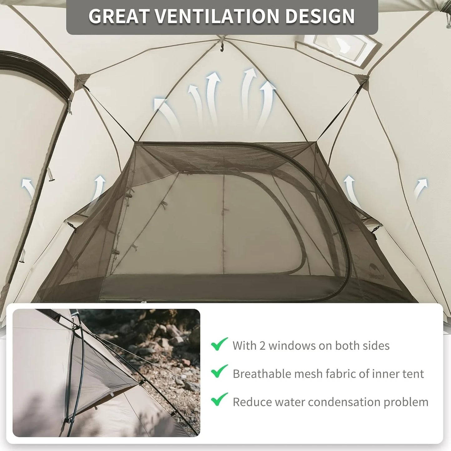 Massif Hot Tent with Stove Jack Waterproof Windproof 4 Season Tent 2 Person Cold Weather Winter Tents for Camping