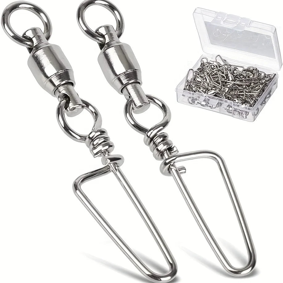 20pcs Stainless Steel Fishing Swivels High Strength Ball Bearing Snap Swivels for Saltwater Durable Fishing Accessories