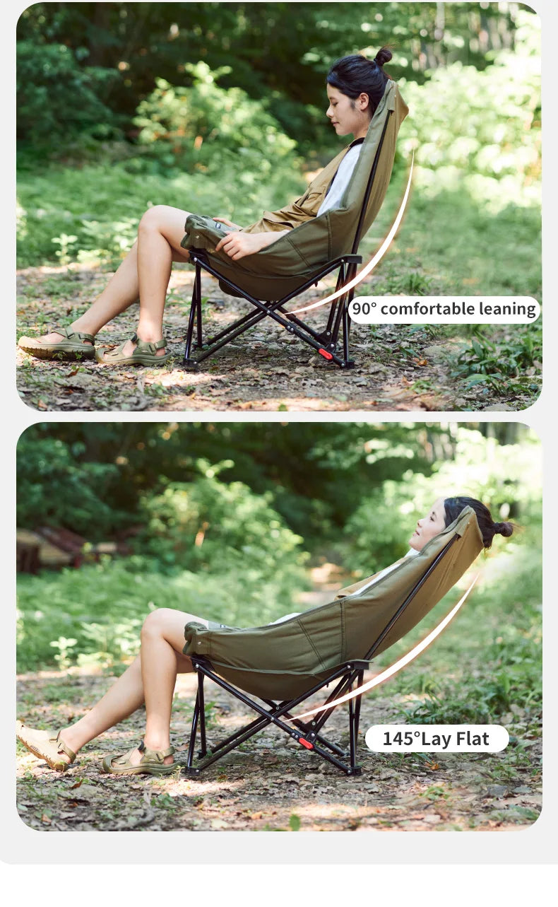 High Back Moon Chair Camping Outdoor Fishing Folding Adjustable Lounge Chair Portable Picnic Garden Leisure Seat