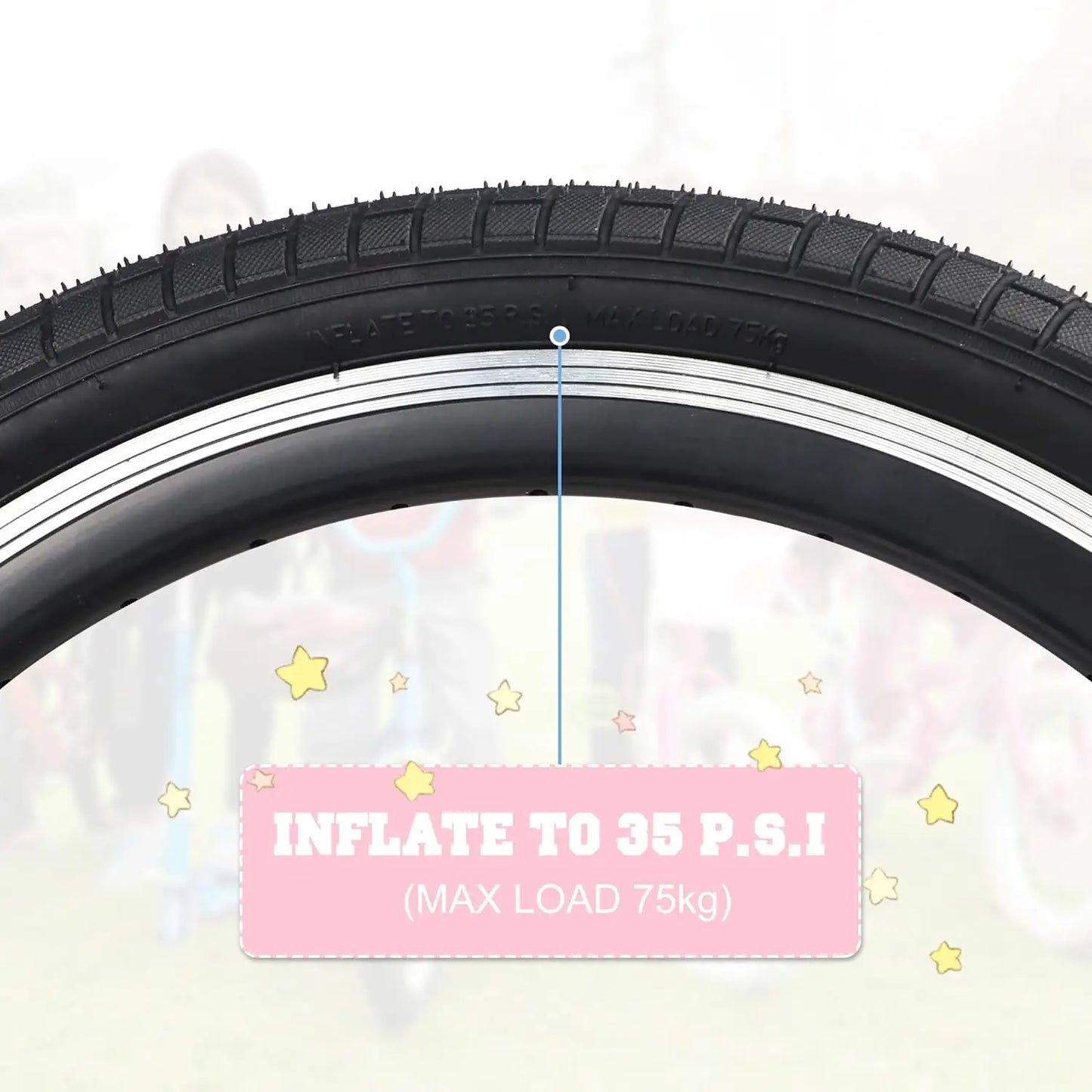 20 x 2.125 Bike tire 2 Pack 20 Bike tire Kids Black Bike Tires Folding Replacement Tires Fits Most Kids Bikes,BMX Tires
