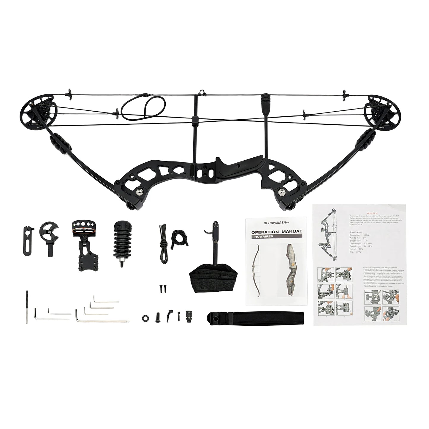 Right Handed Compound Bow Kit with 12 Arrows Competition Compound Bow Archery Equipment for Adults and Beginners,Weight 30-55lbs