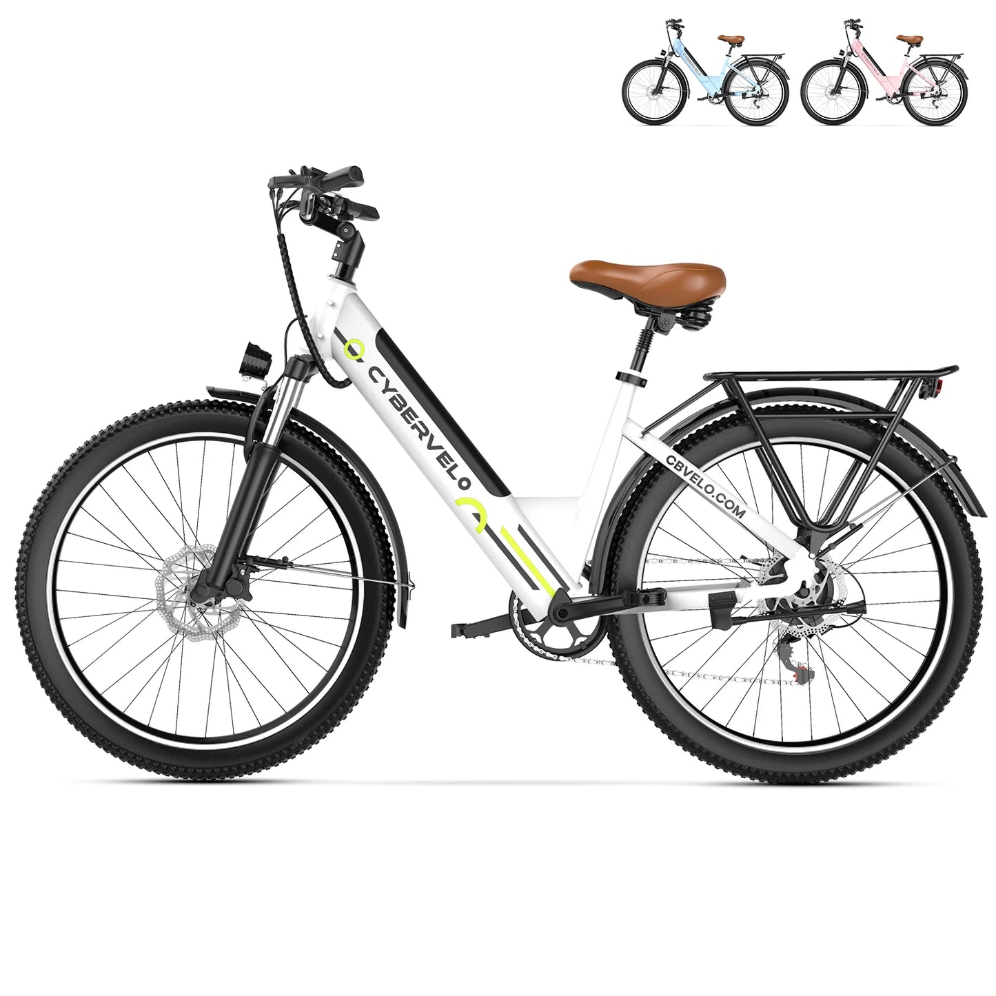 1000W Peak Electric Bike for Adults EK2 26" Step-Thru 14Ah Removable Battery 80Miles City Commuter Ebike