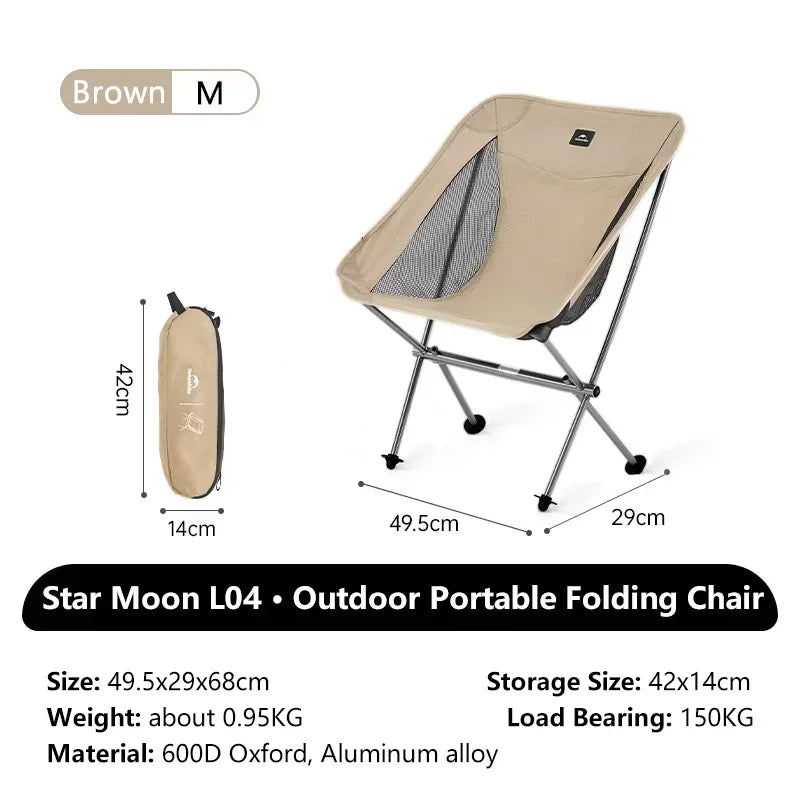 Ultralight Folding Chair L04 150kg Load Capacity for Fishing Picnic Outdoor Hiking Moon Chair Portable Relax Chair