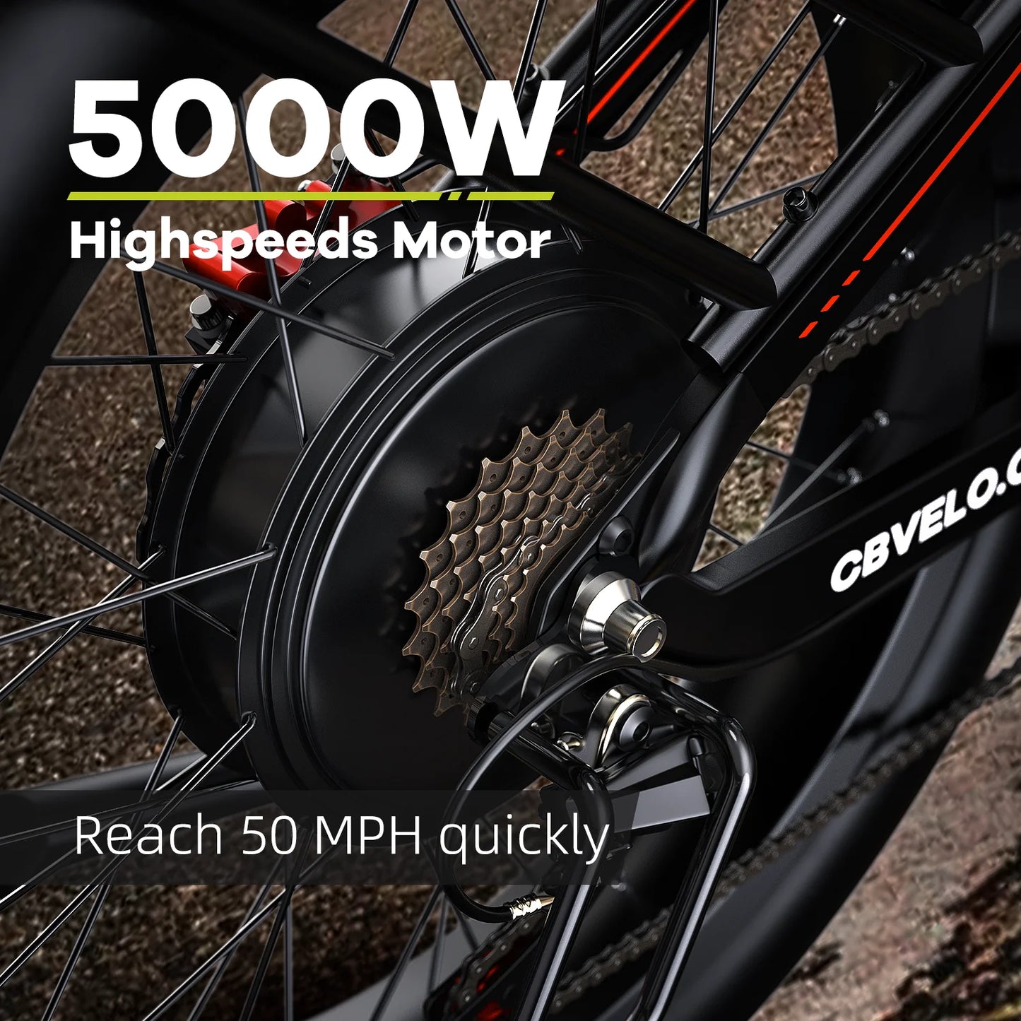 Strong Power Ebike, 5000W Motor Off Road Electric Bike, 100 Miles Long Range, 26"x4.0” Fat Tire, 60V 50Ah Big Battery EK9