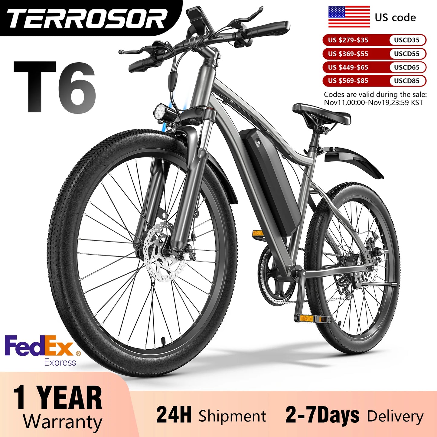 【1 Year Warranty】 Electric Bike,26" Fat Tire Ebike for Adults,350W Peak,Electric Mountain Bike,19.9mph,E bike UL2849